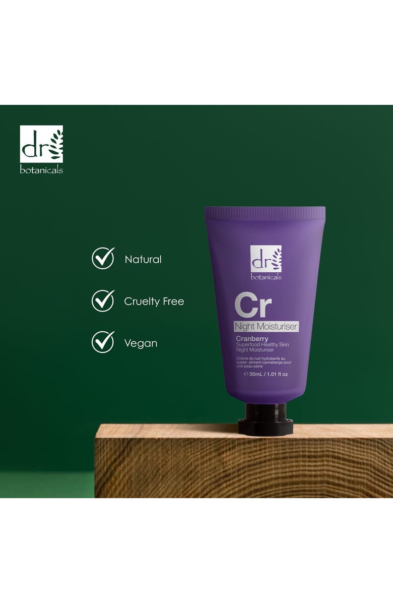 DR BOTANICALS Cranberry Superfood Healthy Skin Night Moisturiser 30ml x 3 Trio Set, Alternate, color, White