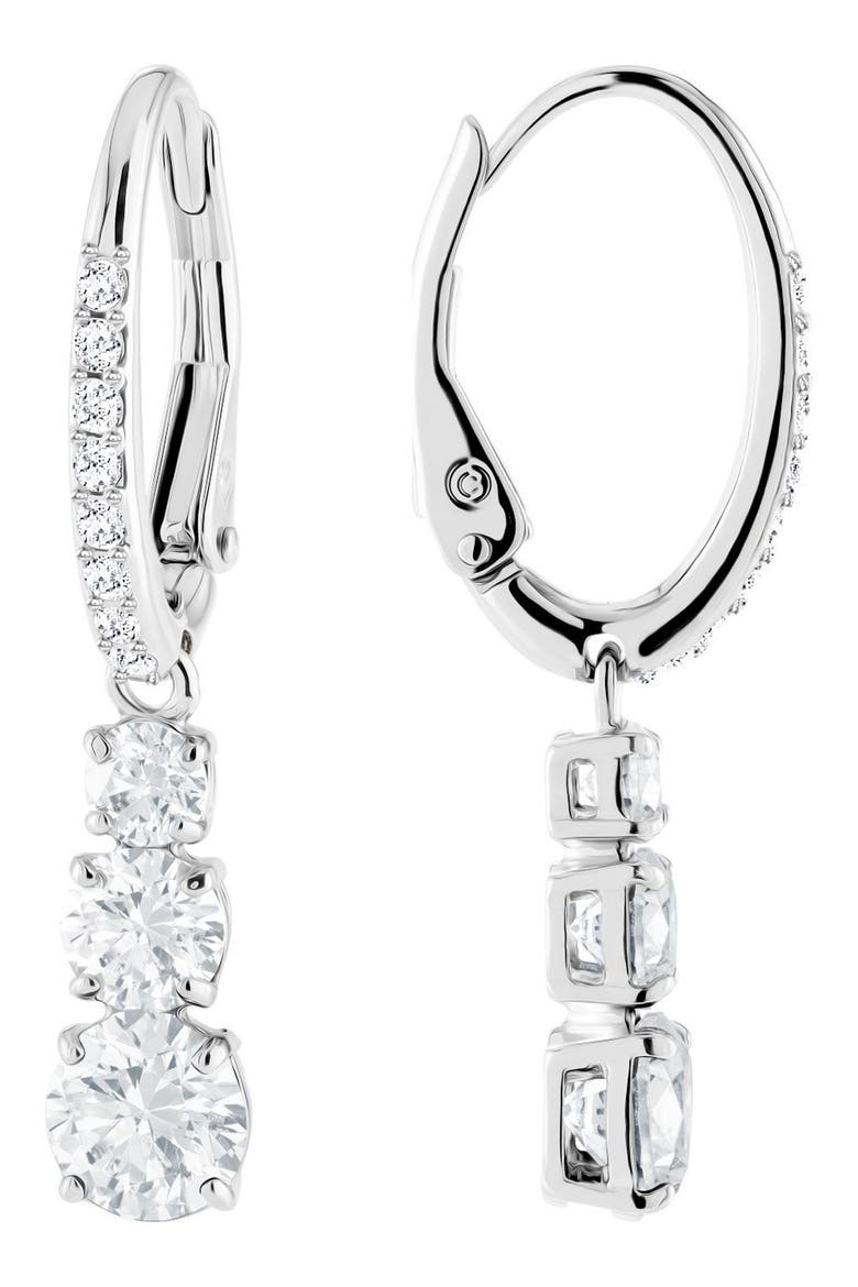 Stilla Drop Earrings, Alternate, color, SILVER / CLEAR CRYSTAL