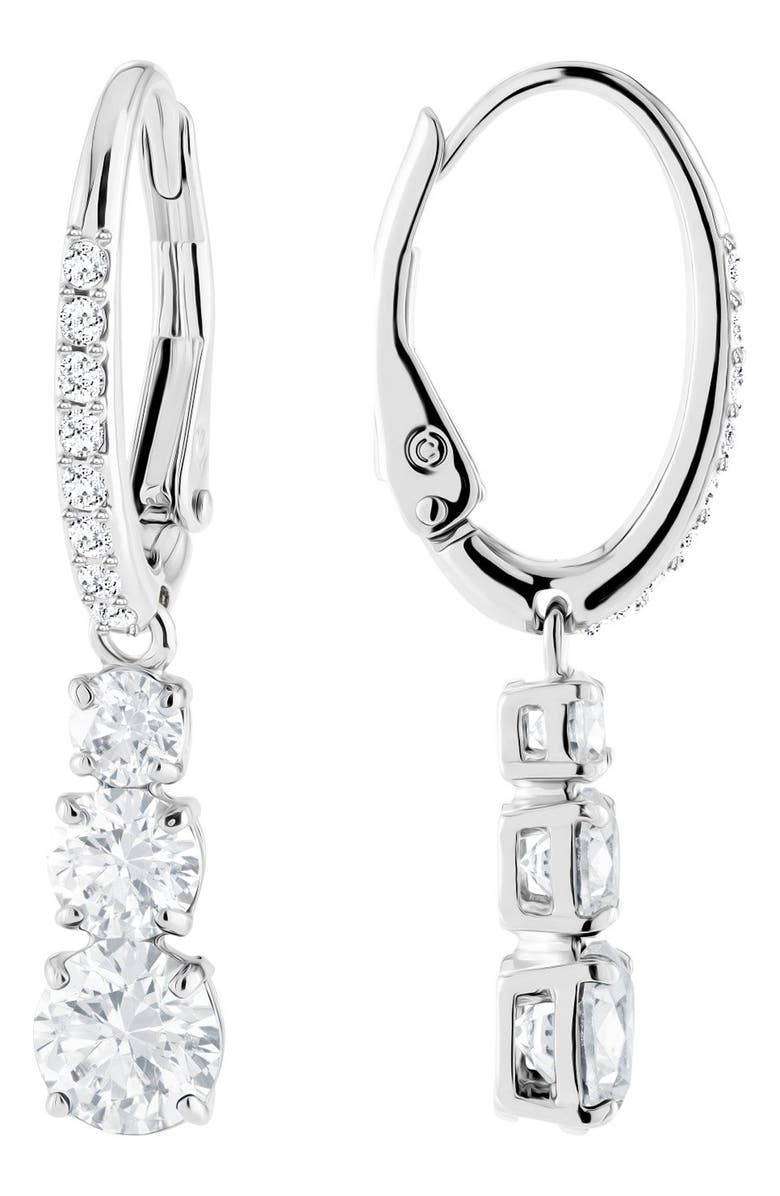 Swarovski Stilla Drop Earrings, Alternate, color, Silver / Clear Crystal