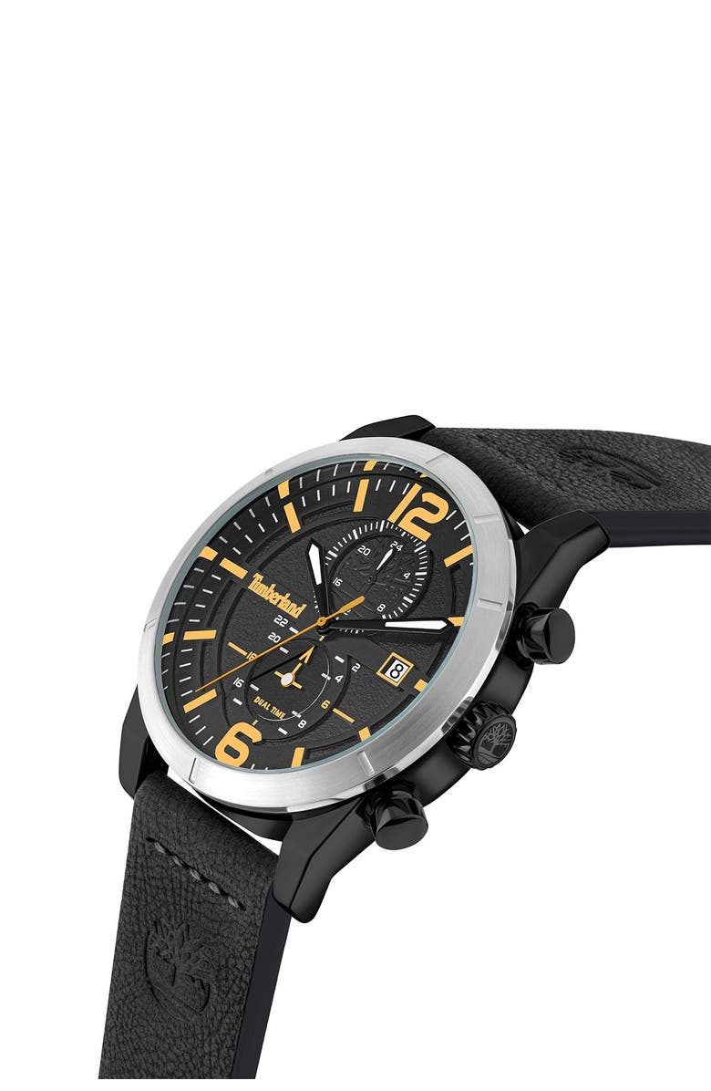 Timberland Men's Multifunction Dual Time Leather Strap Watch, Main, color, 