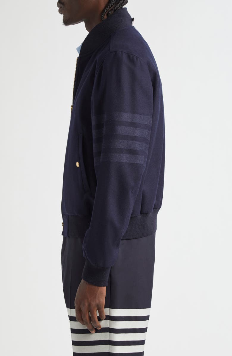 Thom Browne 4-Bar Wool & Cashmere Bomber Jacket, Alternate, color, Navy