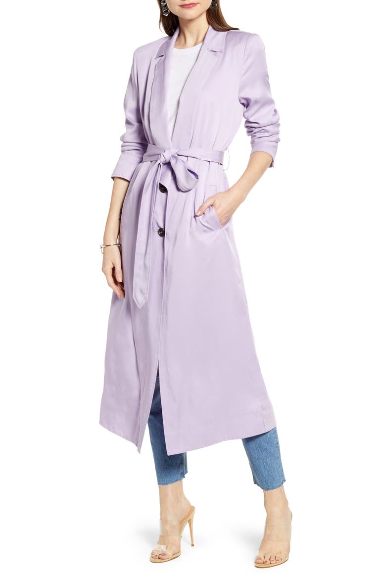 Elongated Collar Trench Coat (Nordstrom Exclusive), Alternate, color, PURPLE BETA
