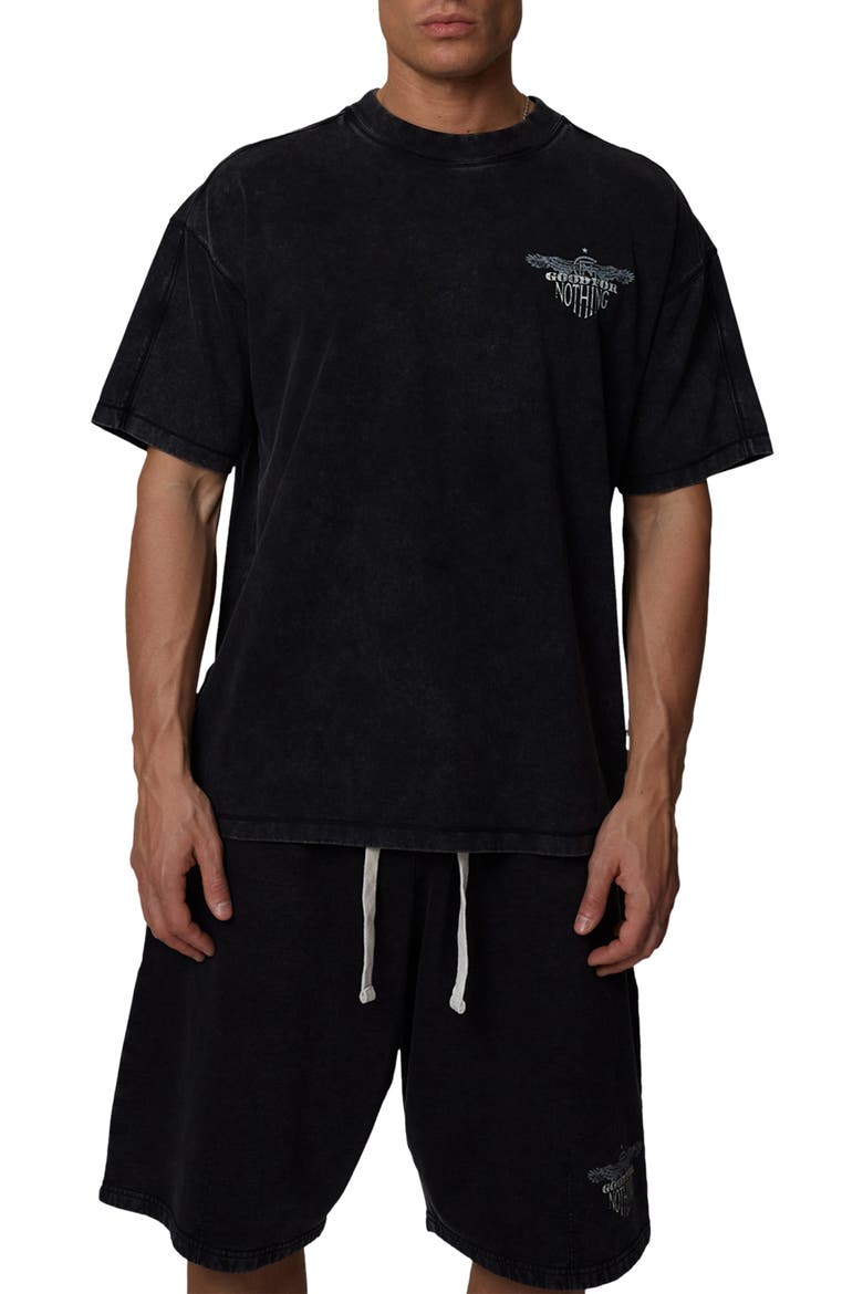 Oversized Fit Eagle T-Shirt, Main, color, Black