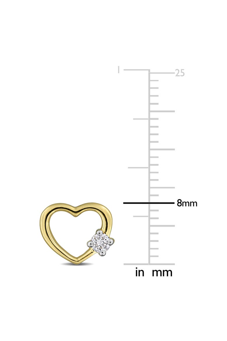 Lab-Grown Diamond Heart Earrings Yellow Silver, Alternate, color, Yellow Plated Sterling Silver