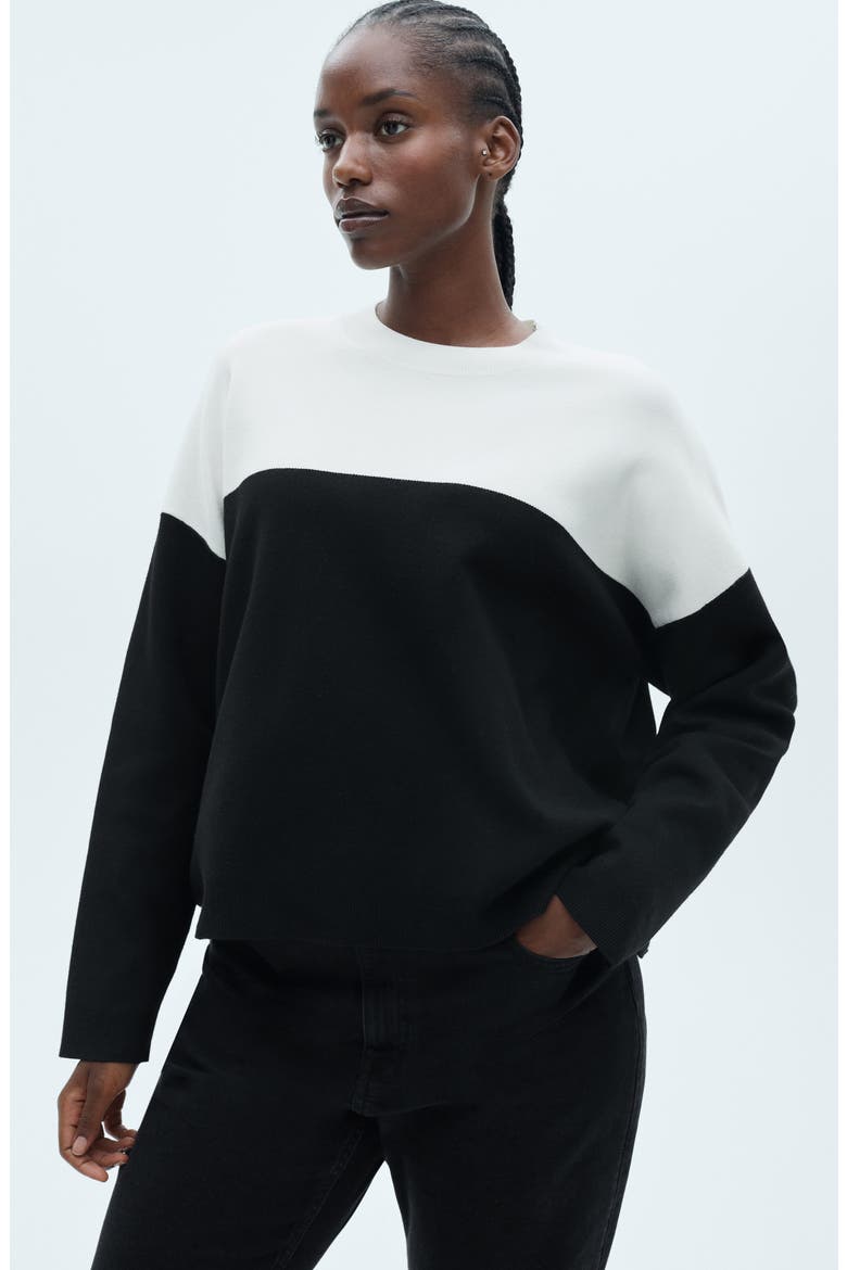 Colorblock Sweater, Alternate, color, BLACK