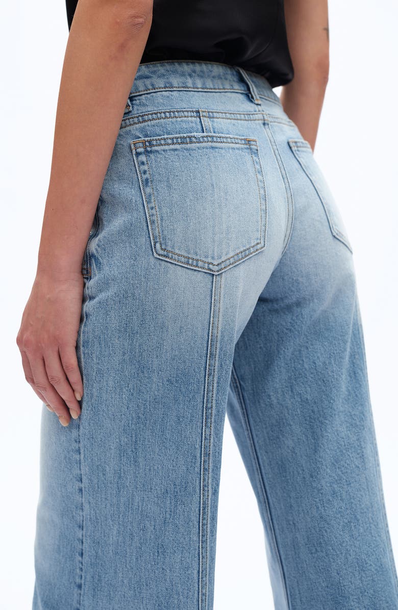 Bayeas Rhinestone Pocket Flare Jeans, Alternate, color, Light Blue