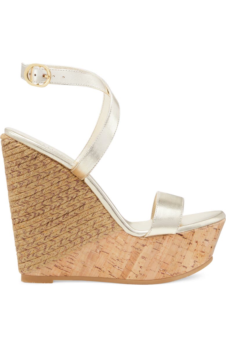 Stuart Weitzman Platform Wedge Sandal, Alternate, color, Platino/Natural