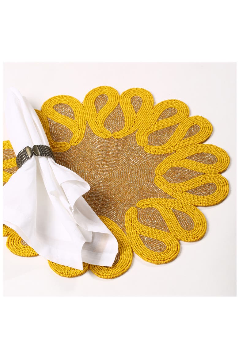 Magnolia Beaded Placemat, Alternate, color, YELLOW