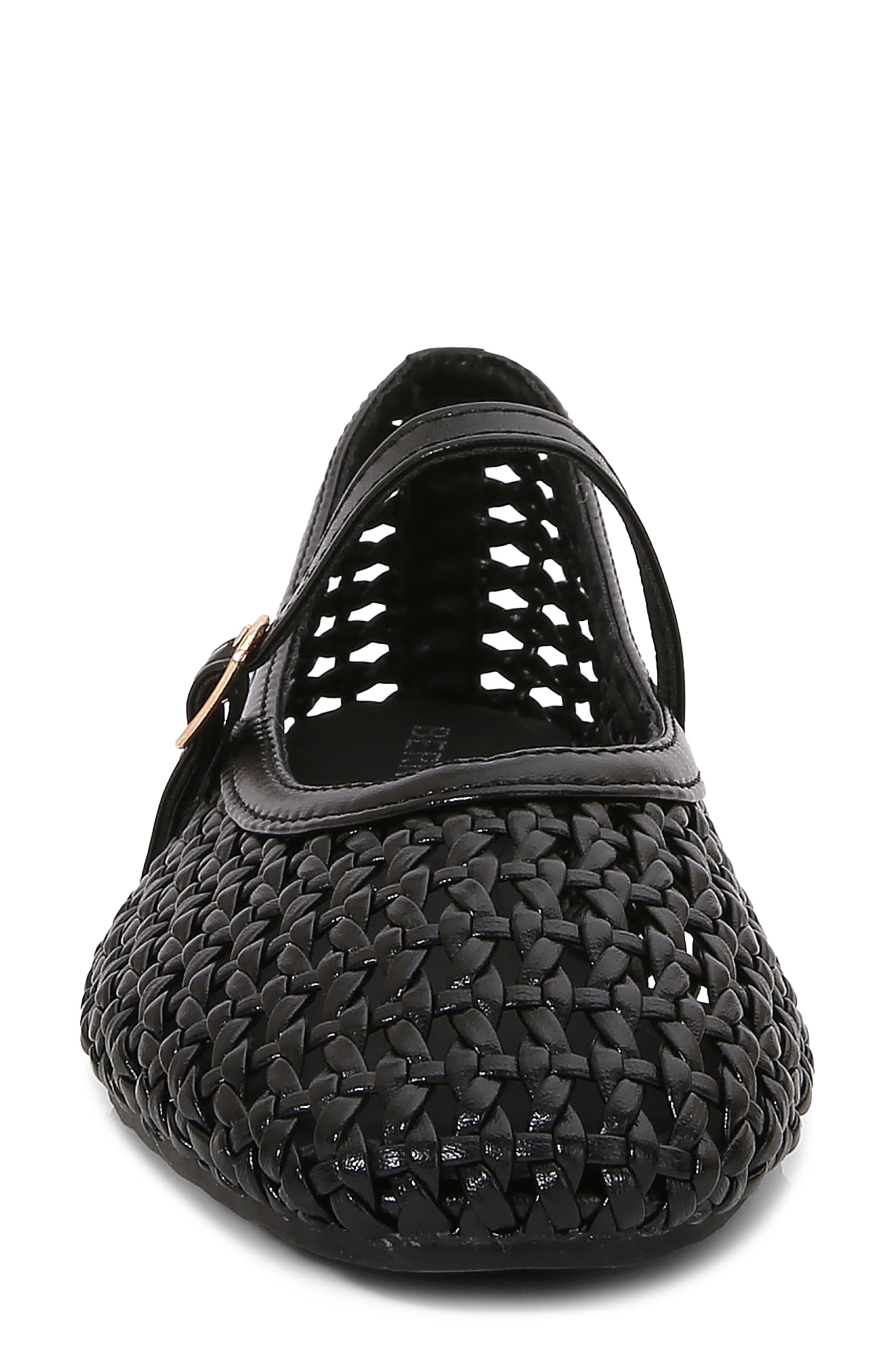 Gaby Woven Mary Jane Flat, Alternate, color, BLACK