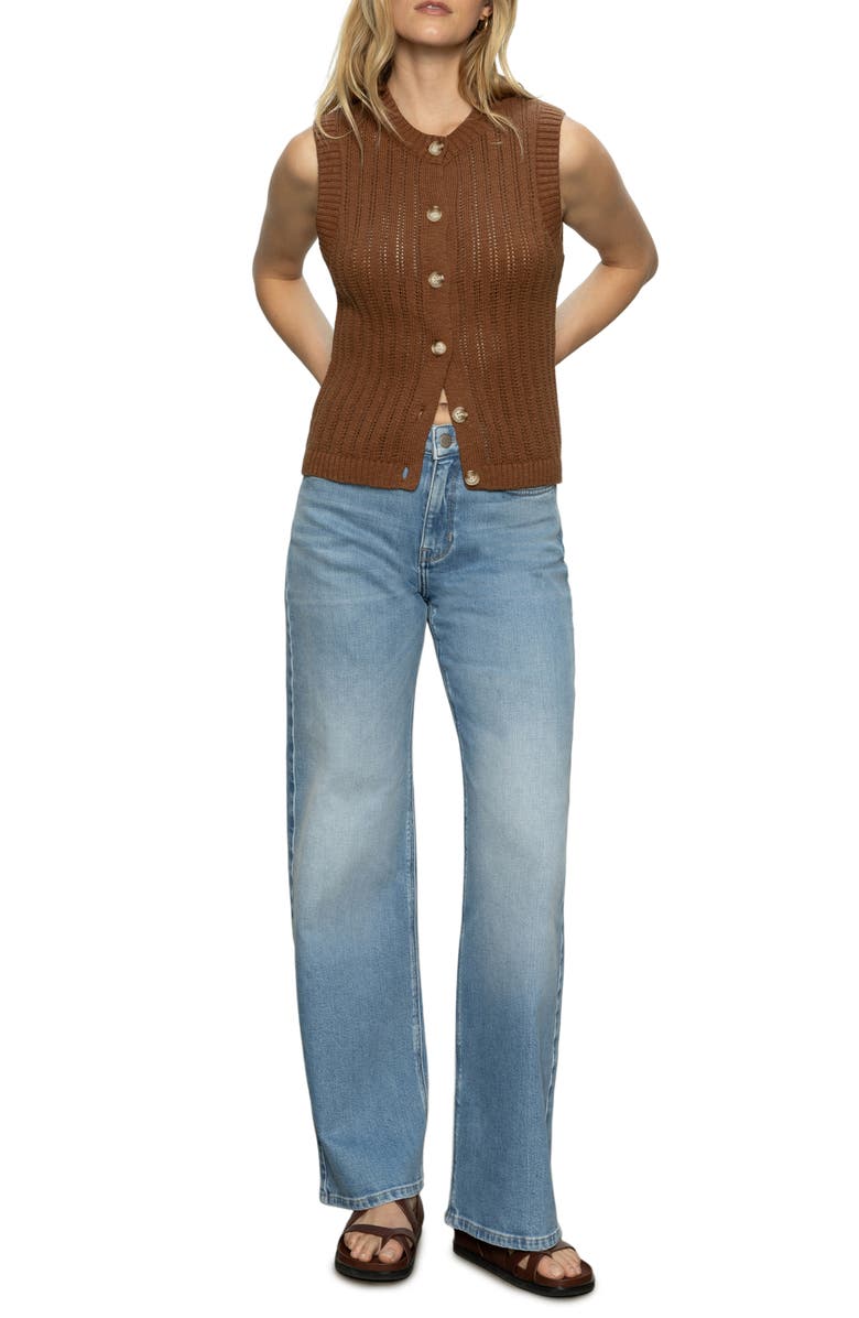 Sanctuary Pointelle Stitch Cotton Button-Up Sweater Vest, Alternate, color, 