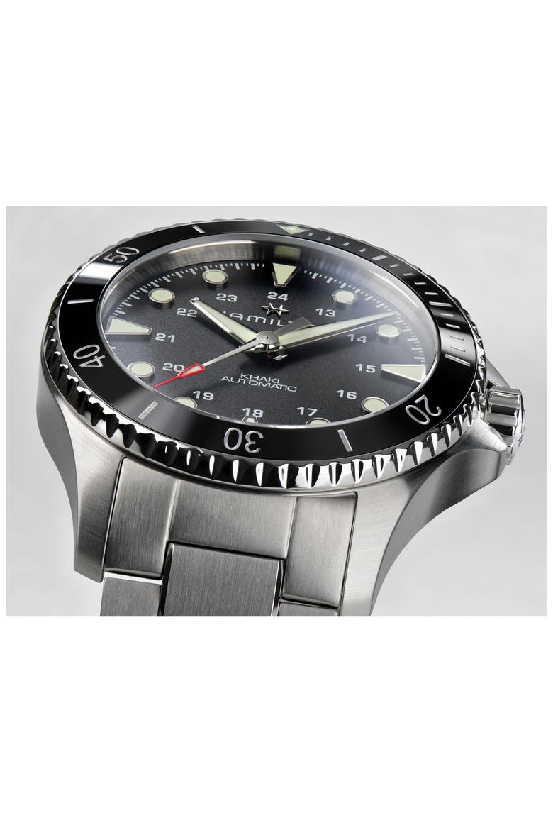 Khaki Navy Scuba Automatic Bracelet Watch, 43mm, Alternate, color, STAINLESS STEEL/SILVER
