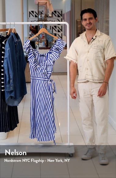 Polo Ralph Lauren Avlne Stripe Ruffle Cotton Midi Wrap