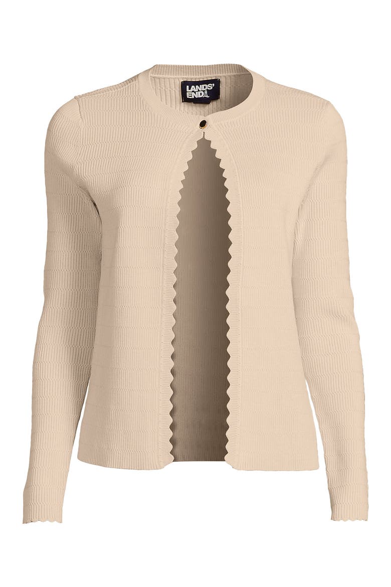 Blend Scallop Edge Fitted Cardigan Sweater, Alternate, color, Oatmeal