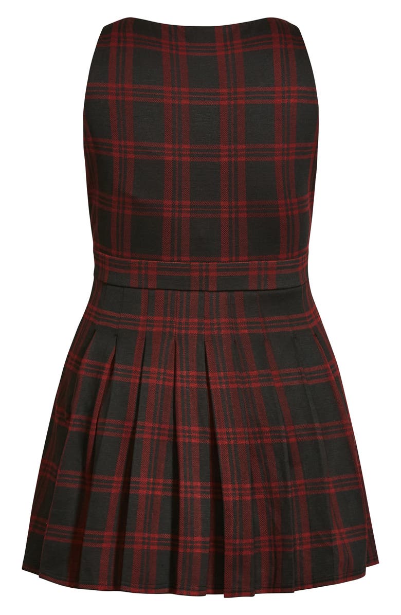 City Chic Plaid Pleated Pinafore Dress, Alternate, color,