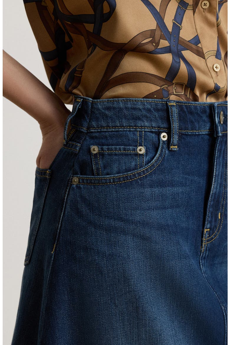 Denim Midi Skirt, Alternate, color, BLUE