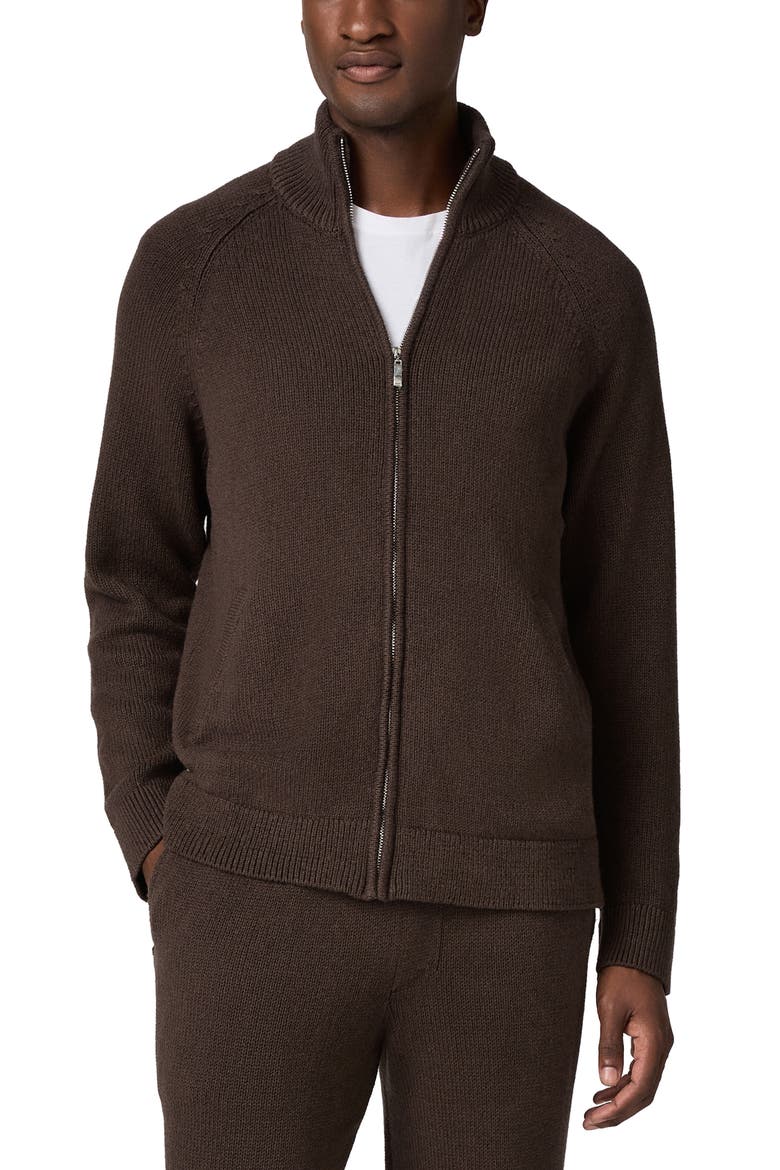 Falberg Zip-Up Cardigan, Main, color, BRAZIL NUT