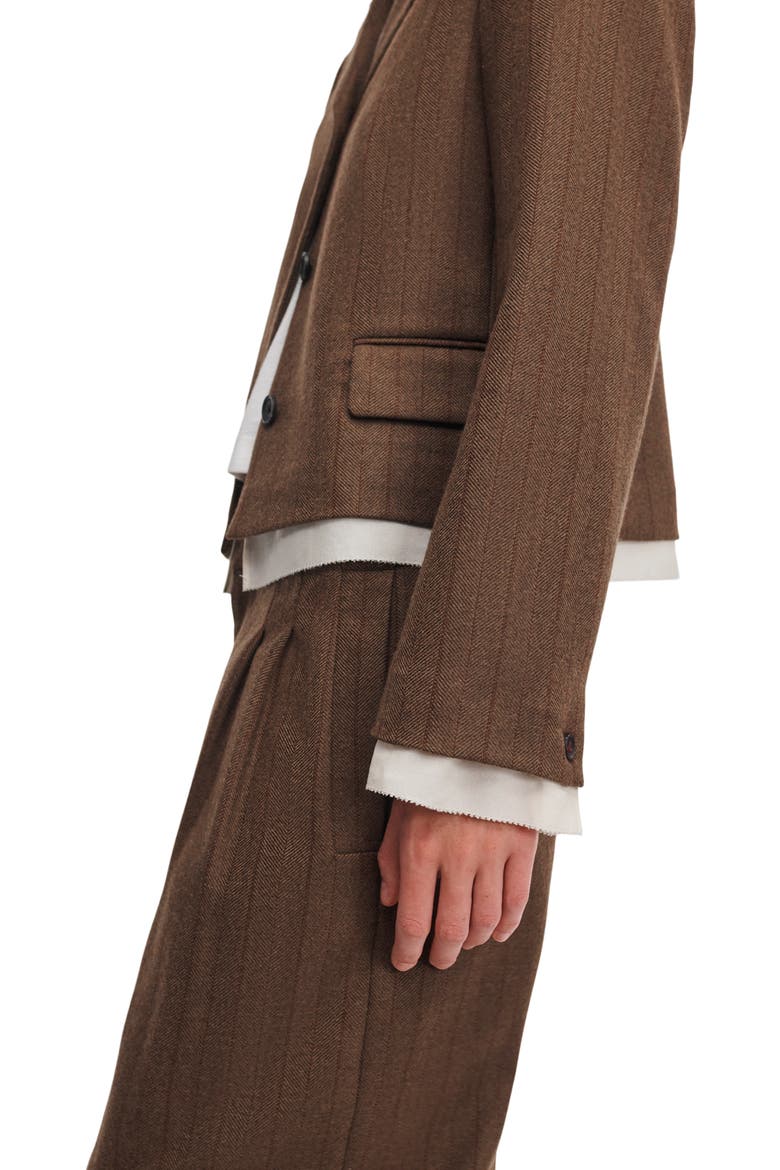 Lawrence Pinstripe Wool Blend Cropped Blazer, Alternate, color, TAMST