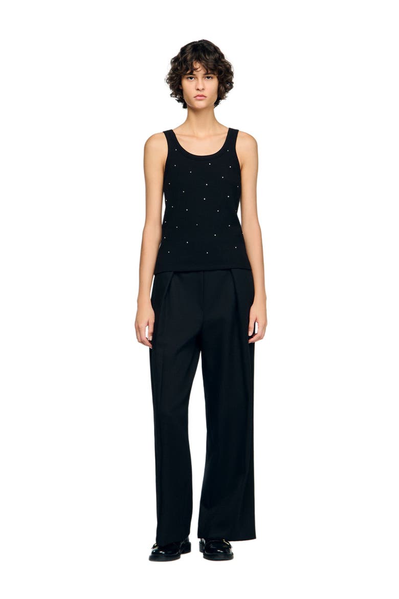 Jersey tank with rhinestones, Main, color, Black