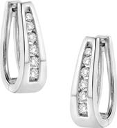 Haus of Brilliance 14k White Gold 1.0 Cttw Channel-Set Round-Cut Diamond Hoop Earrings