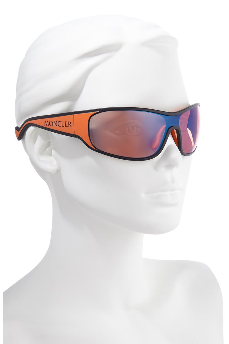 77mm Wrap Shield Sunglasses, Alternate, color, BLACK/ ORANGE