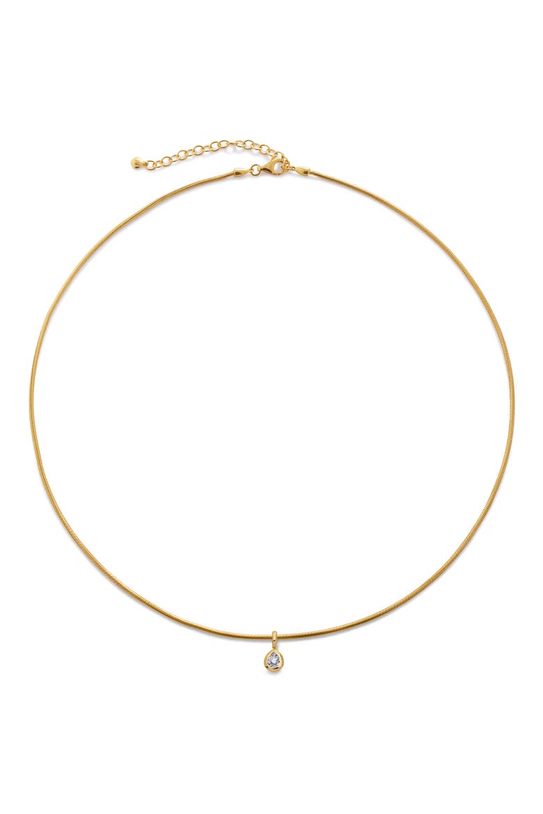 Pear-Shaped Lab Grown Diamond Pendant Snake Chain Necklace, Main, color, 18CT GOLD VERMEIL/LAB DIA