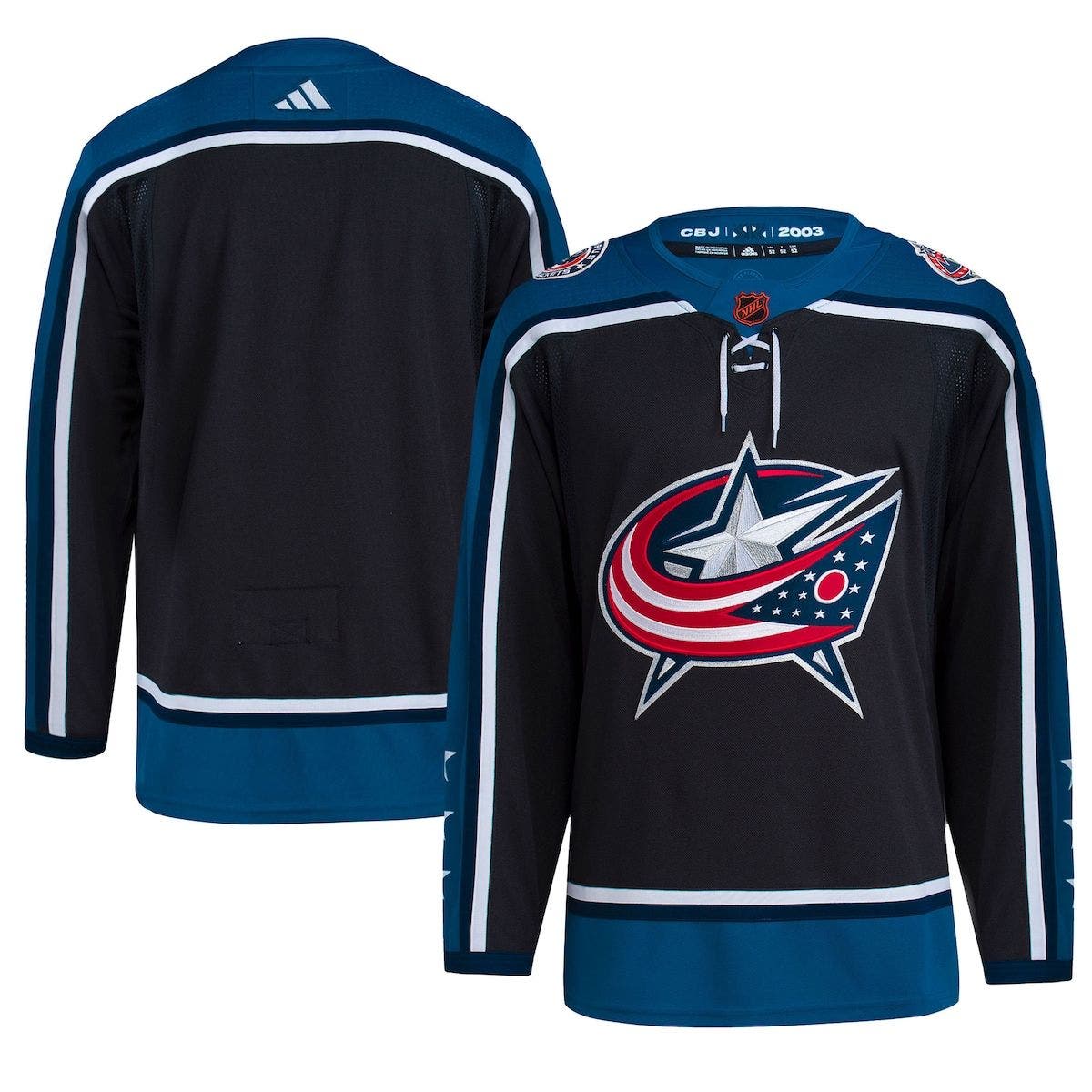 Men's adidas Black Columbus Blue Jackets Reverse Retro 2.0 Authentic ...
