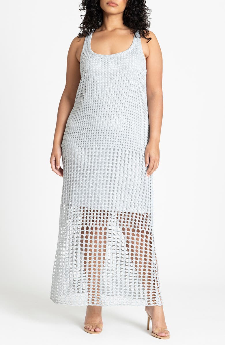 ELOQUII Metallic Sleeveless Maxi Sweater Dress, Main, color,