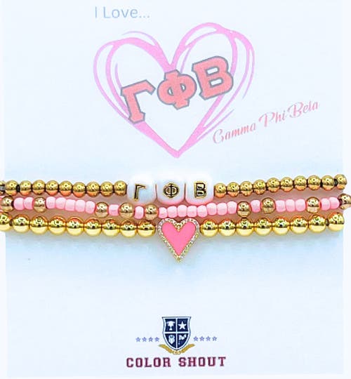Color Shout Gamma Phi Beta Love My Sorority Bracelet Stack In Gold