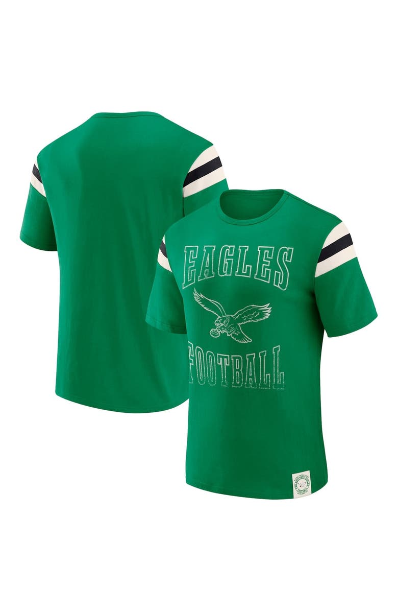 Darius Rucker Collection by Fanatics Men's Darius Rucker Collection by Fanatics Kelly Green Philadelphia Eagles Distressed Throwback Shoulder Stripe T-Shirt, Alternate, color, Kelly Green