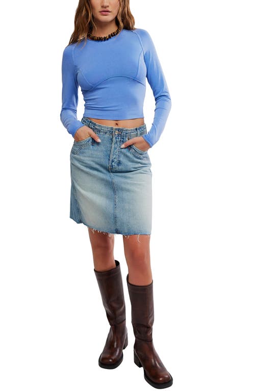 Free People Protagonist Long Sleeve Crop T-shirt In Blue