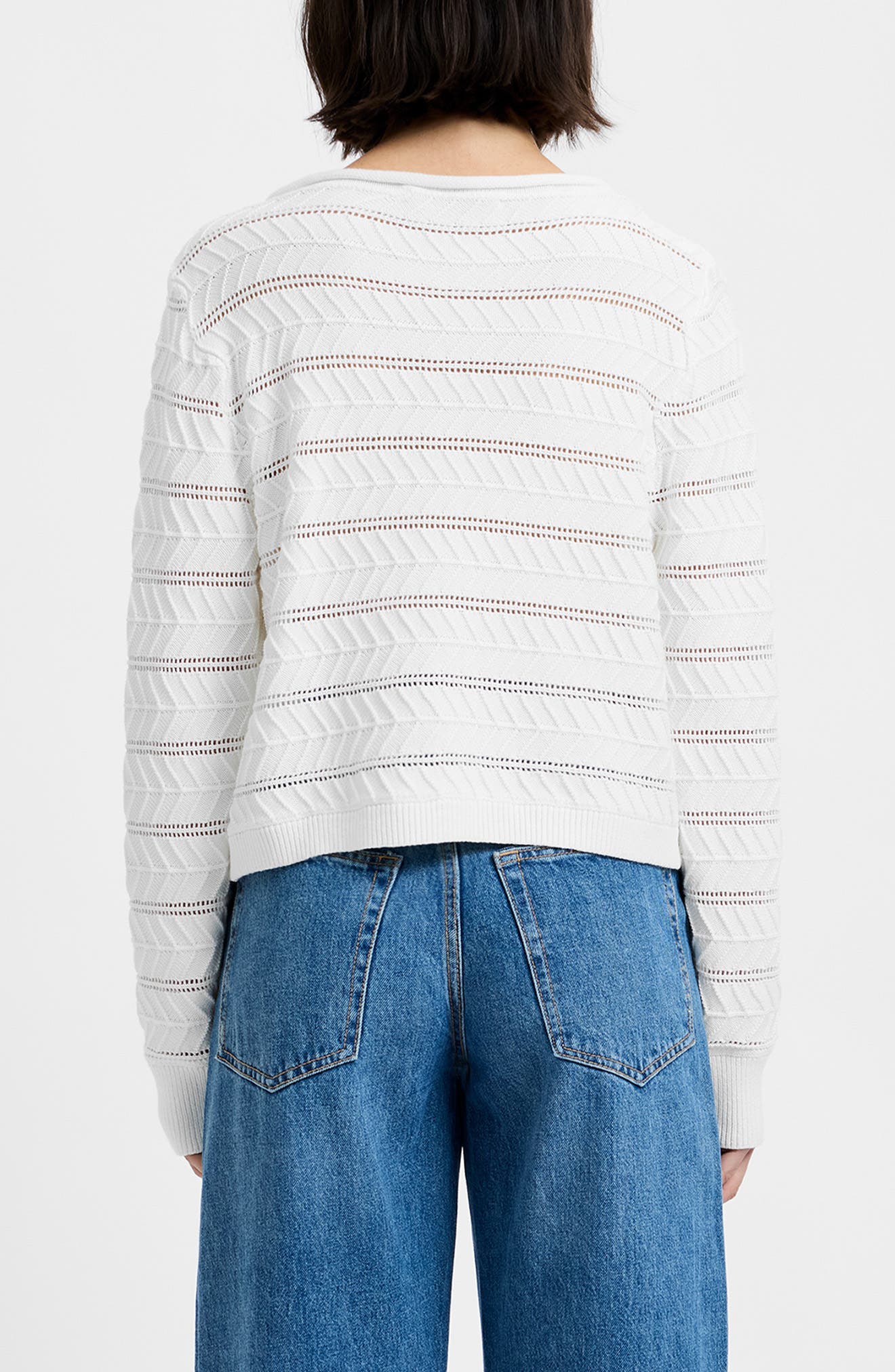French Connection Mozart Open Stitch Stripe Cotton Sweater (Women ...