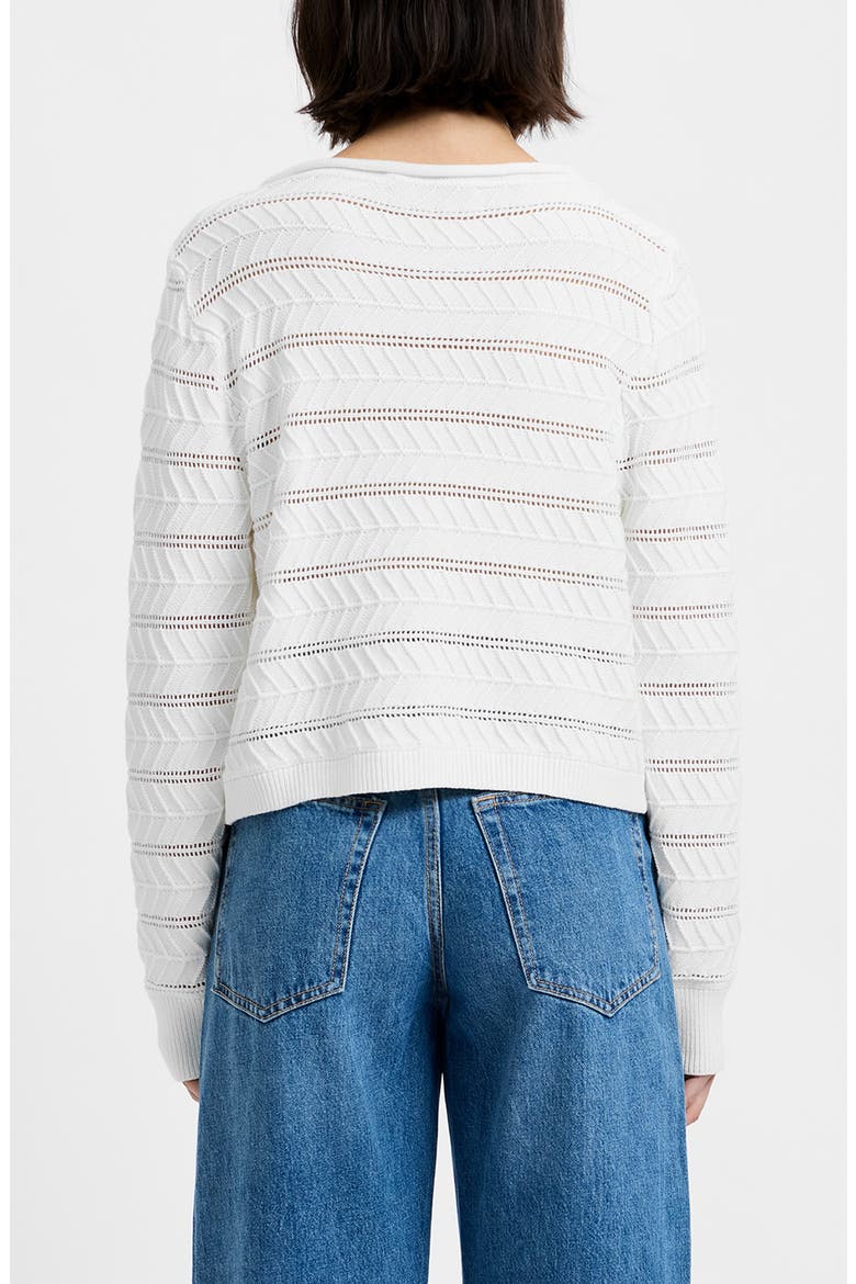 Mozart Open Stitch Stripe Cotton Sweater, Alternate, color, SUMMER WHITE