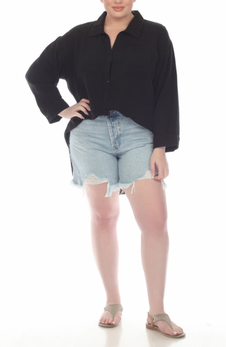 BOHO ME Gauze Button-Up Shirt, Alternate, color, Black