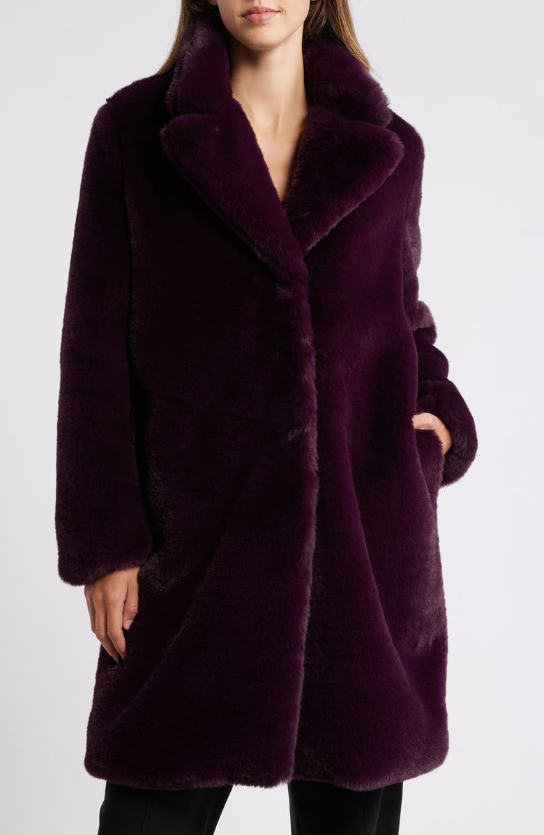 Anne Klein Faux Fur Coat, Main, color, 