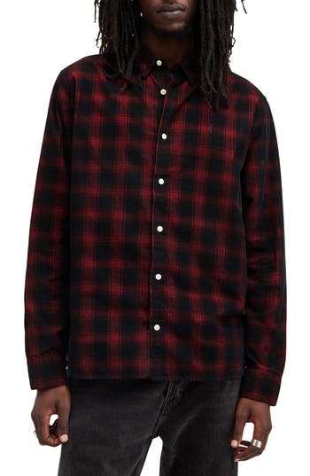 Allsaints Manray Plaid Cotton Corduroy Button-up Shirt In Multi
