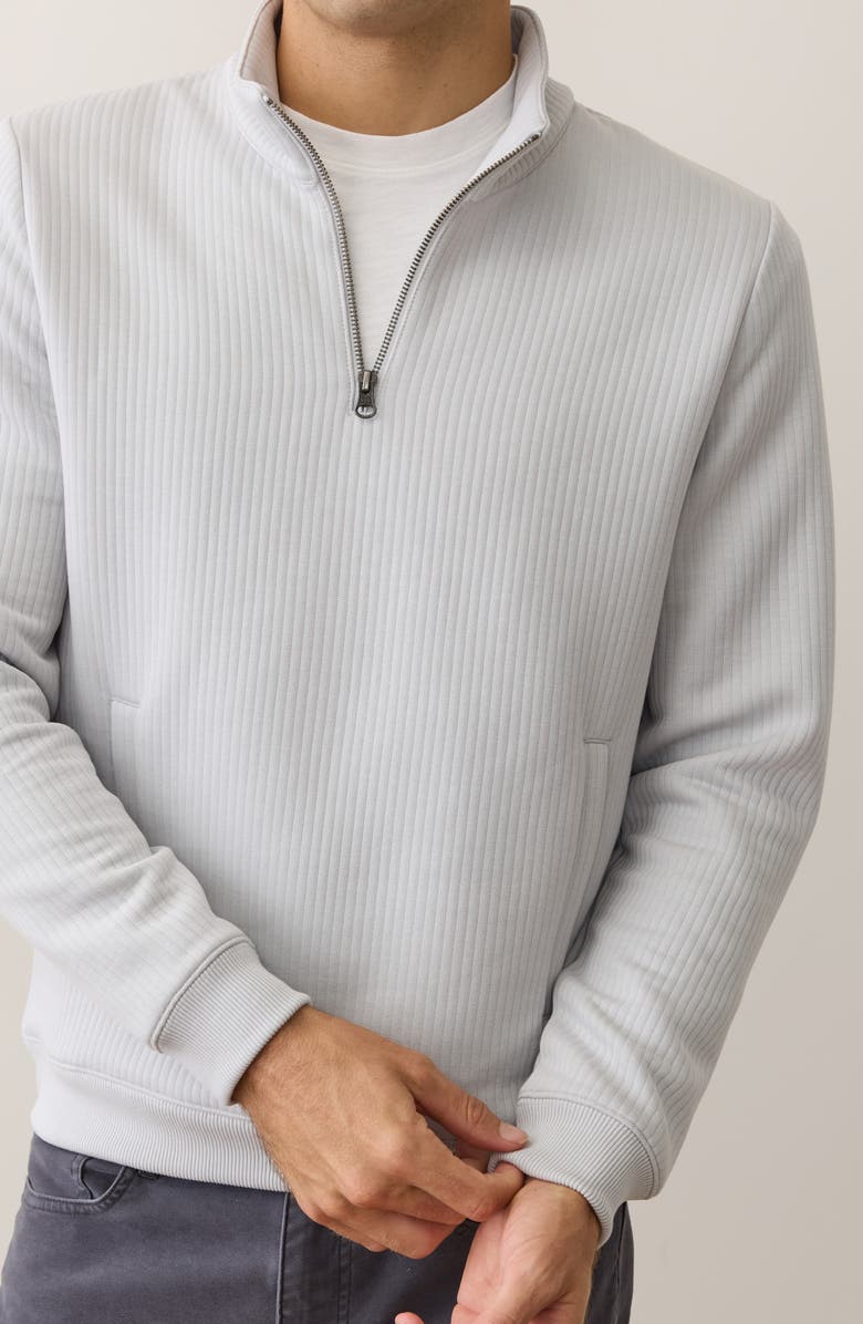 Marine Layer Corbet Quilted Quarter Zip Sweatshirt, Alternate, color, Stone