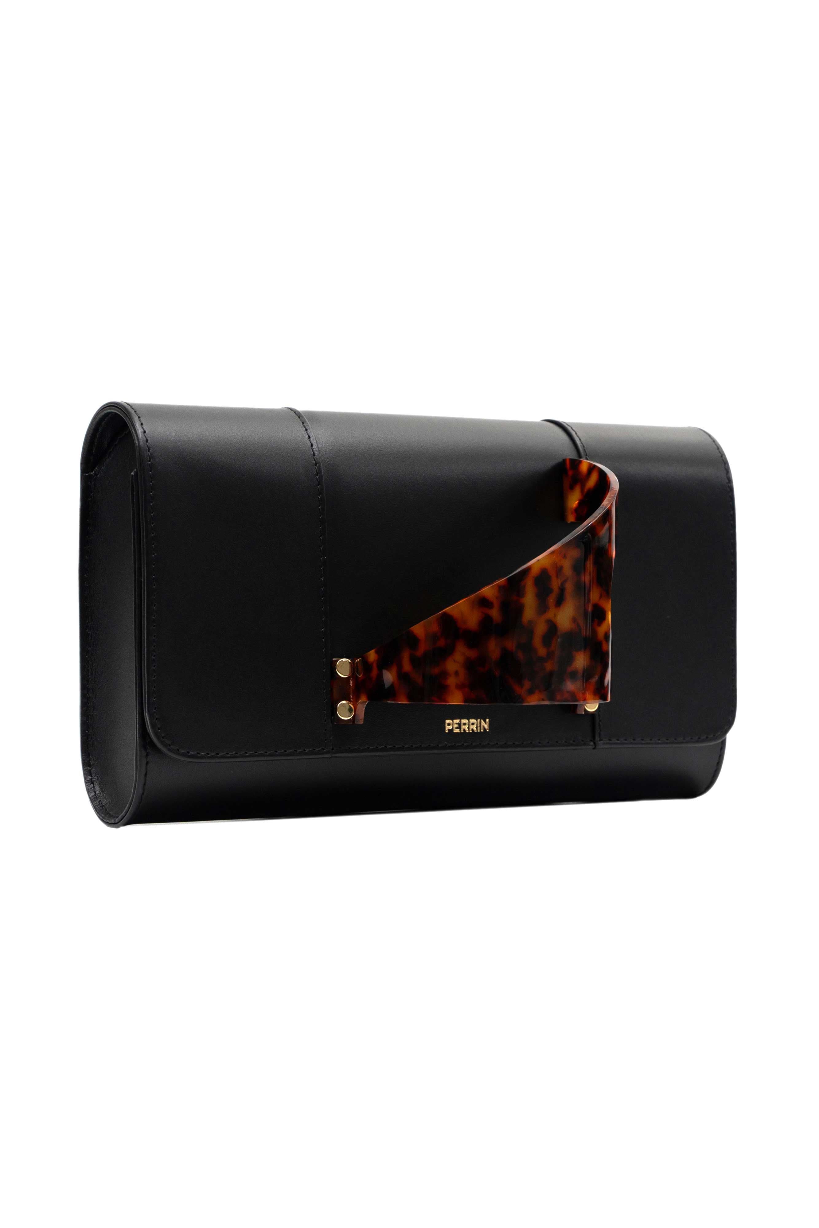 PERRIN PARIS L'Eiffel Clutch Tortoise, Alternate, color, Black / Tortoise