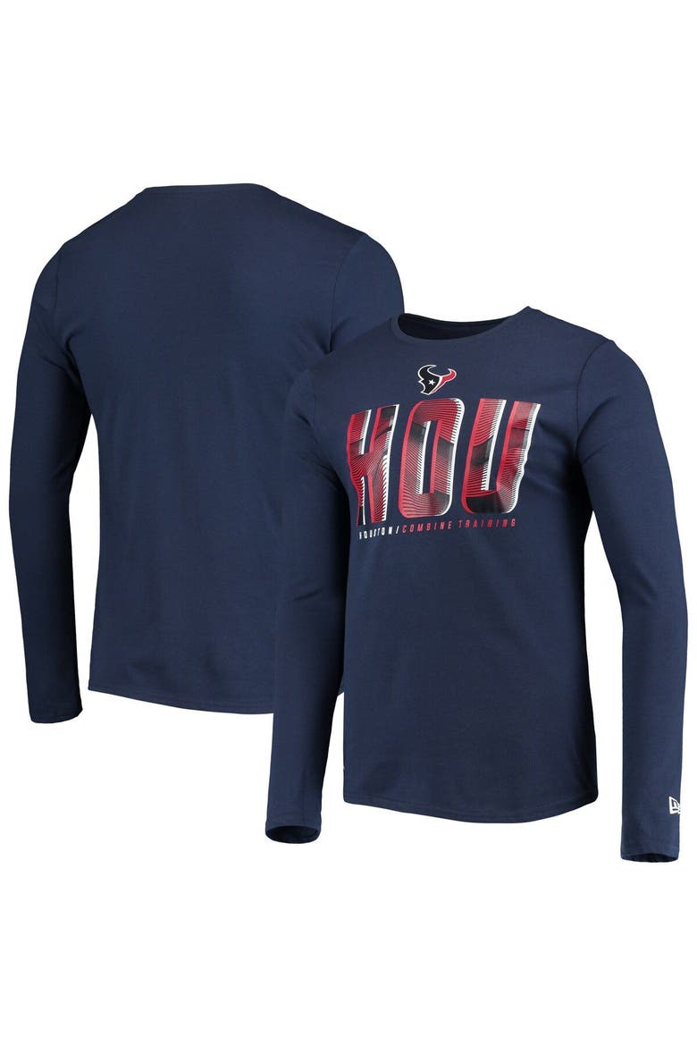 Men's New Era Navy Houston Texans Combine Authentic Static Abbreviation Long Sleeve T-Shirt, Main, color, Navy