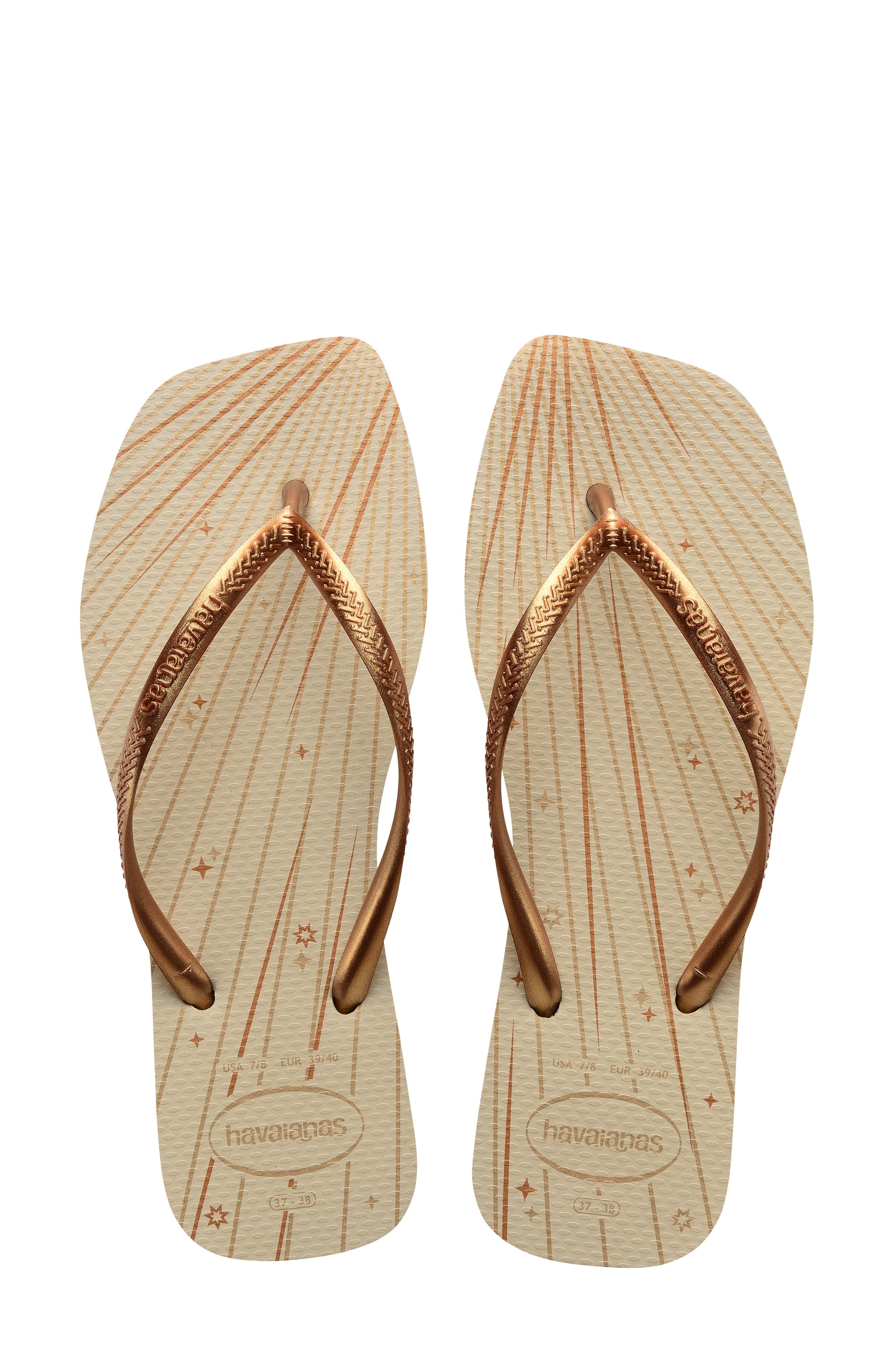 Slim Square Fireworks Flip Flop, Alternate, color, BEIGE