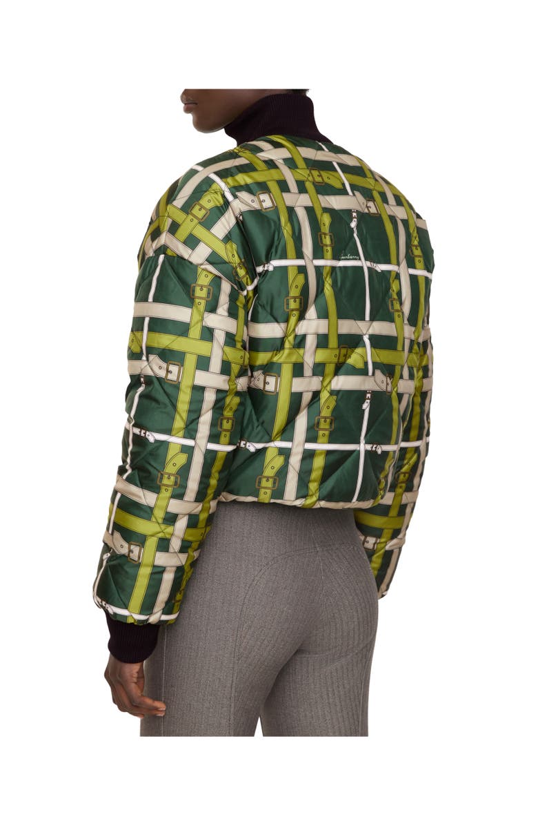 Burberry Cropped Reversible Belt Check Nylon Jacket, Alternate, color, Marsh Green