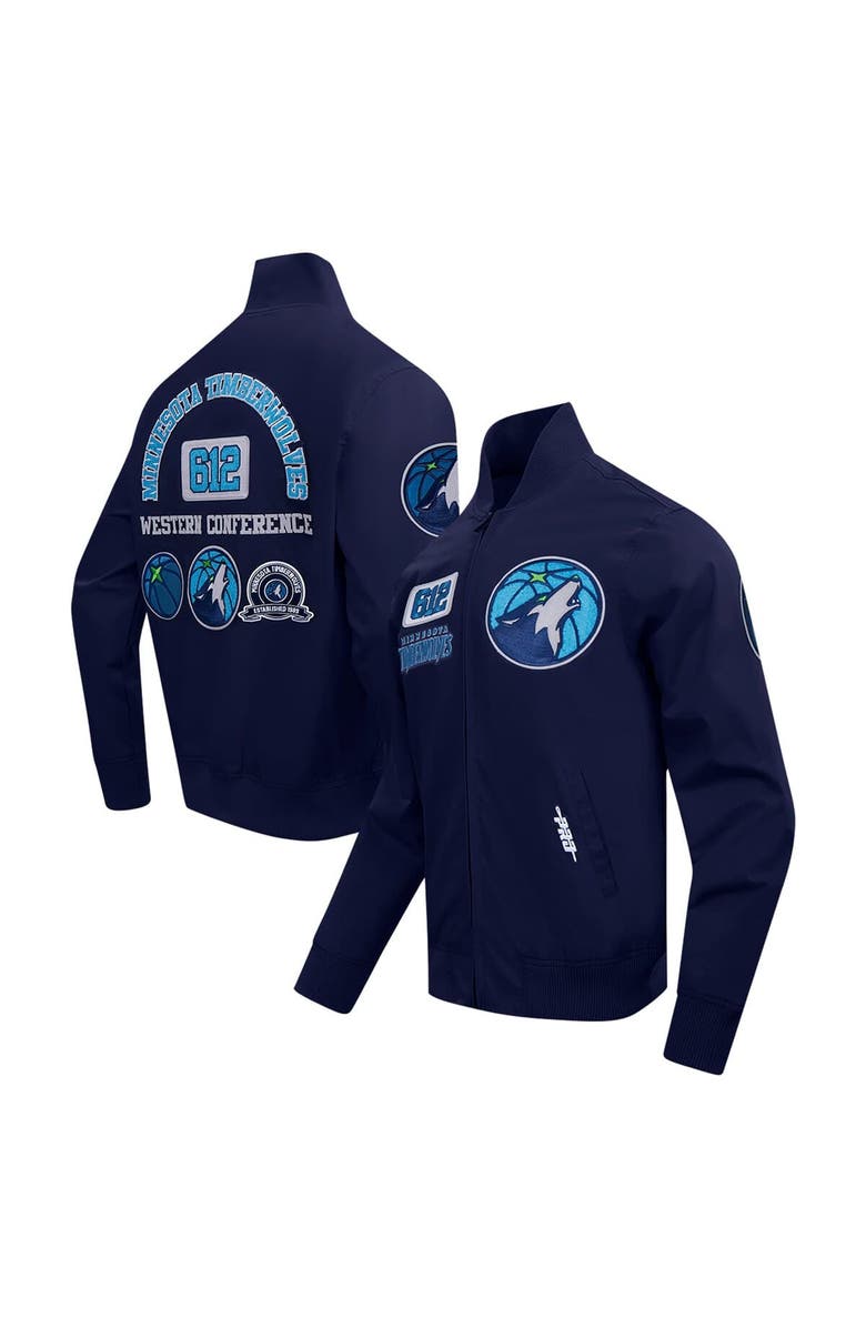 PRO STANDARD Men's Pro Standard Navy Minnesota Timberwolves Area Code Twill Full-Zip Jacket, Main, color, Navy