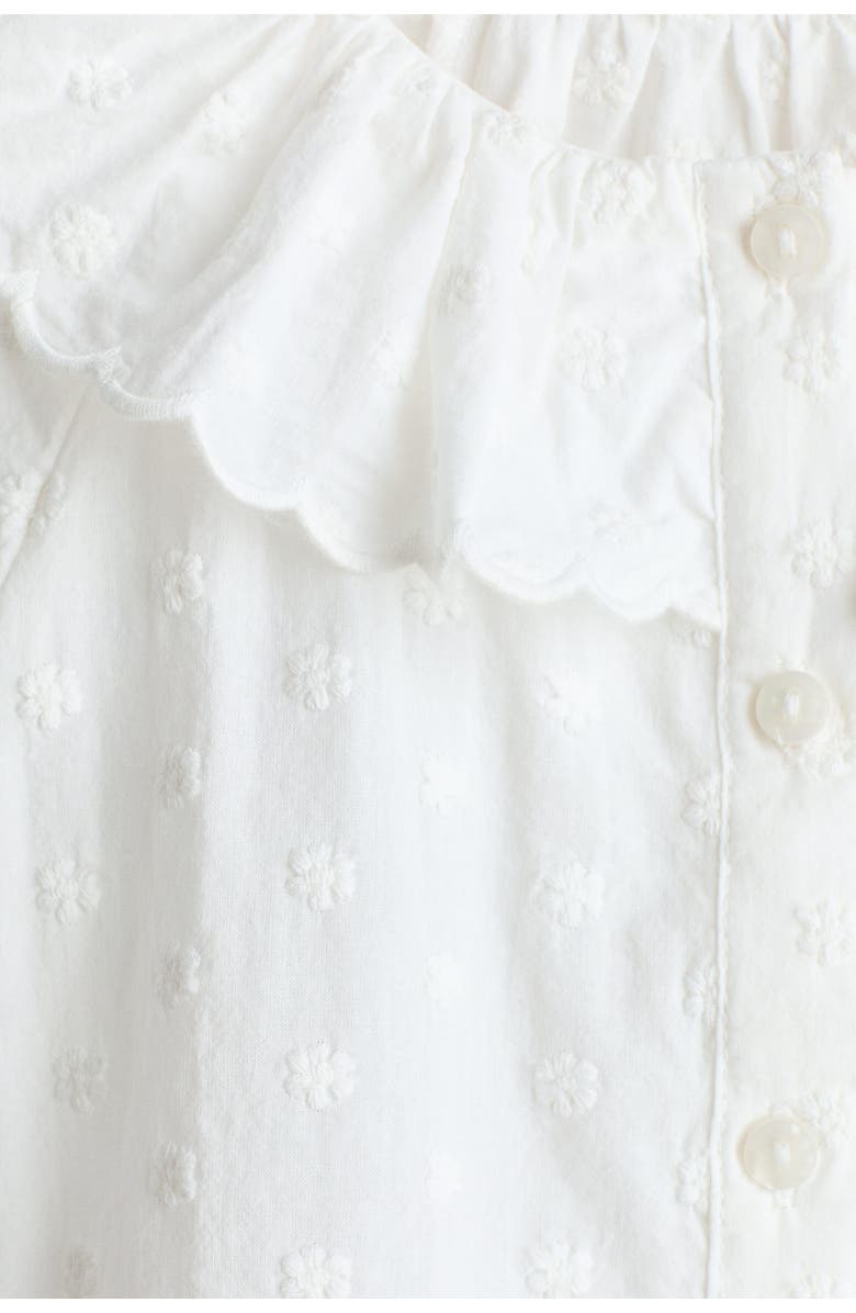 H&M Flounce-collar Embroidered Blouse, Alternate, color, Cream