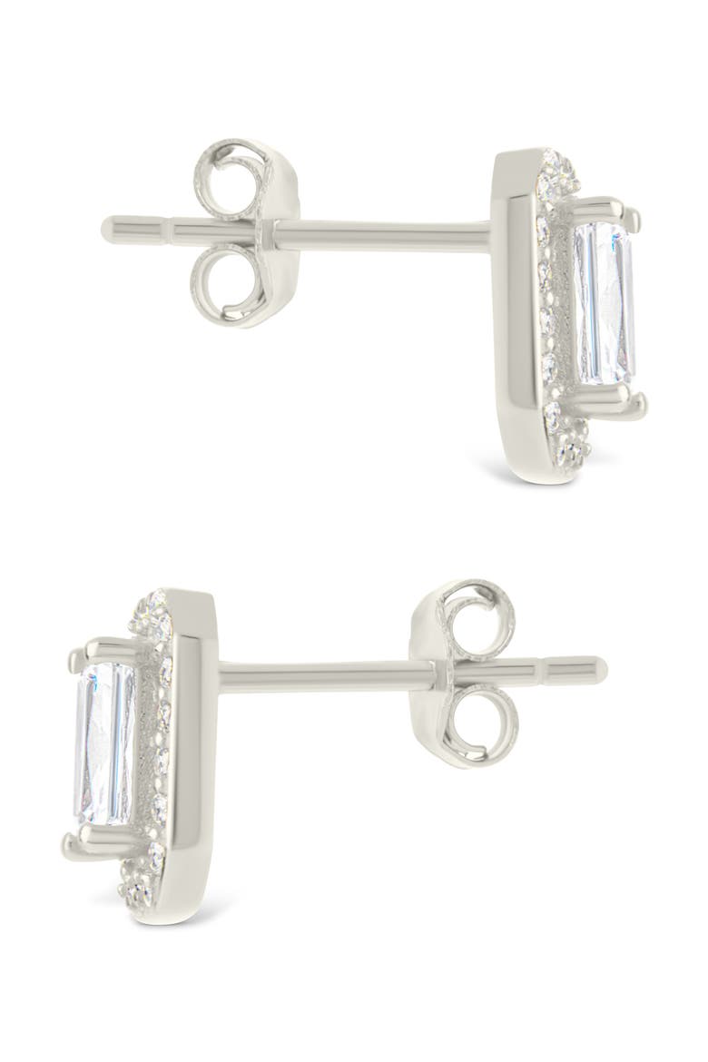 Emerald Cut Cubic Zirconia Stud Earrings, Alternate, color, SILVER
