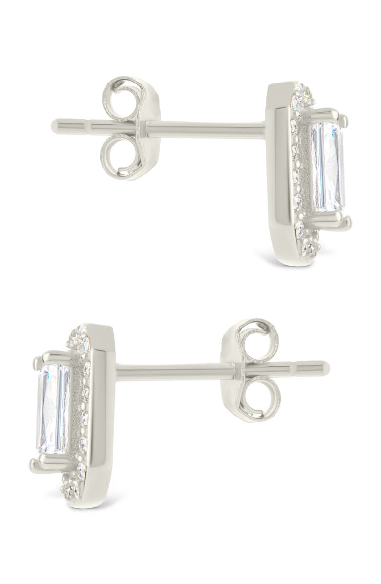 Sterling Forever Emerald Cut Cubic Zirconia Stud Earrings, Alternate, color, Silver