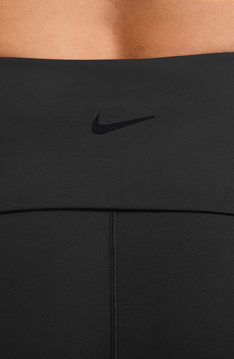 Nike One Dri-FIT High Waist Foldover Leggings, Alternate, color, 010 Black/Black