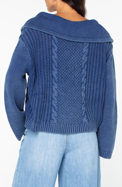 Roxy Fair Winds Cotton Lace-up Sweater In Blue