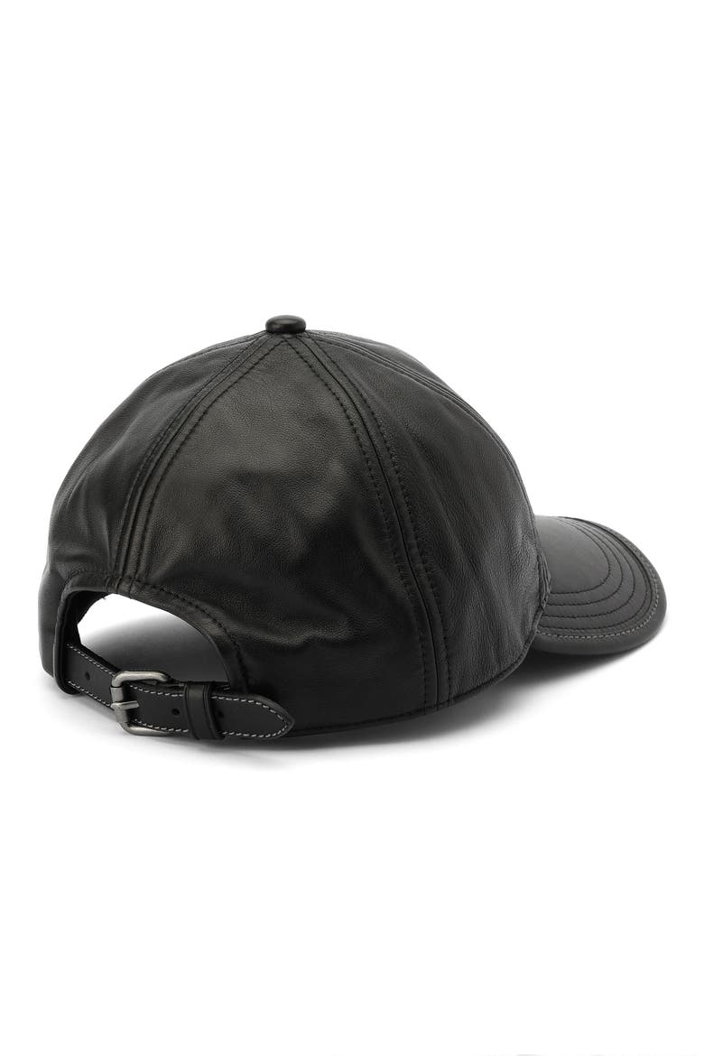 Leather Baseball Cap, Alternate, color, BLACK