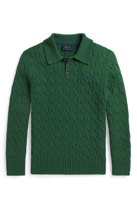 Kids' Cotton Cable Knit Pullover Sweater