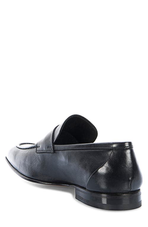 Santoni Gannon Penny Loafer In Black