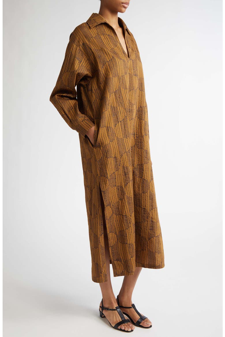 Edwige Abstract Print King Sleeve Caftan Dress, Alternate, color, OLIVE GREEN